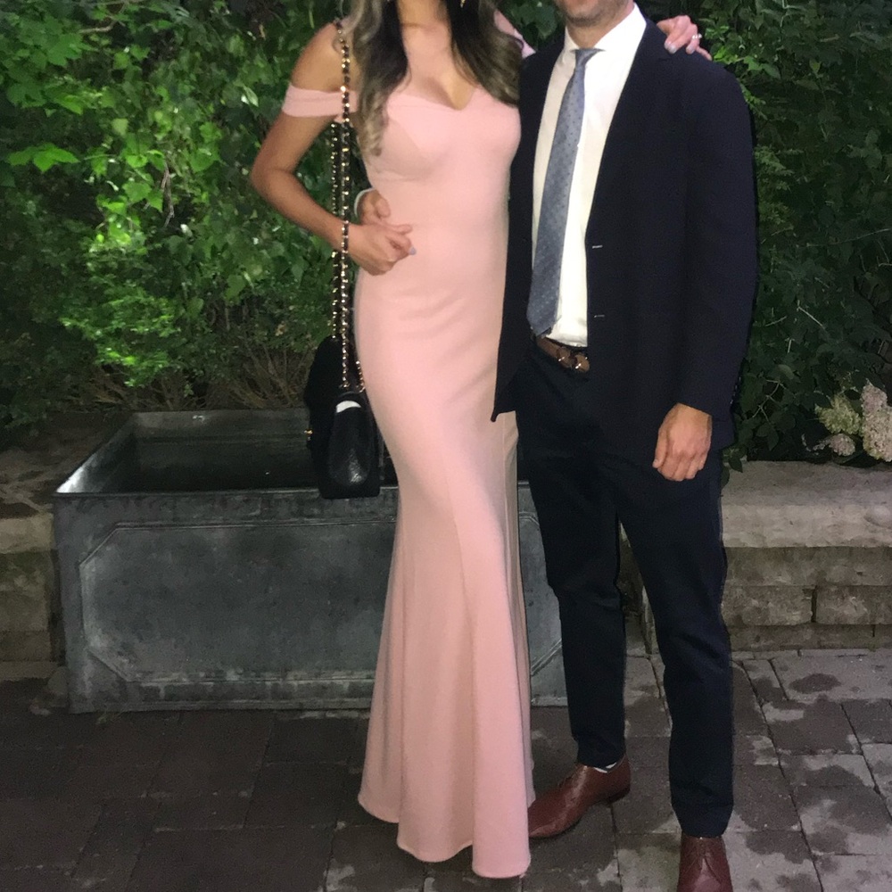 May Queen Blush Pink Off-Shoulder Mermaid Gown